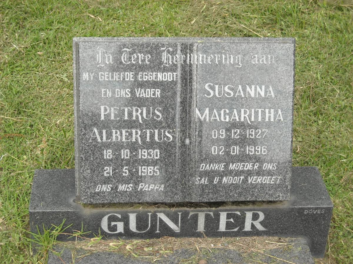 GUNTER Petrus Albertus 1930-1985 &amp; Susanna Magritha 1927-1996