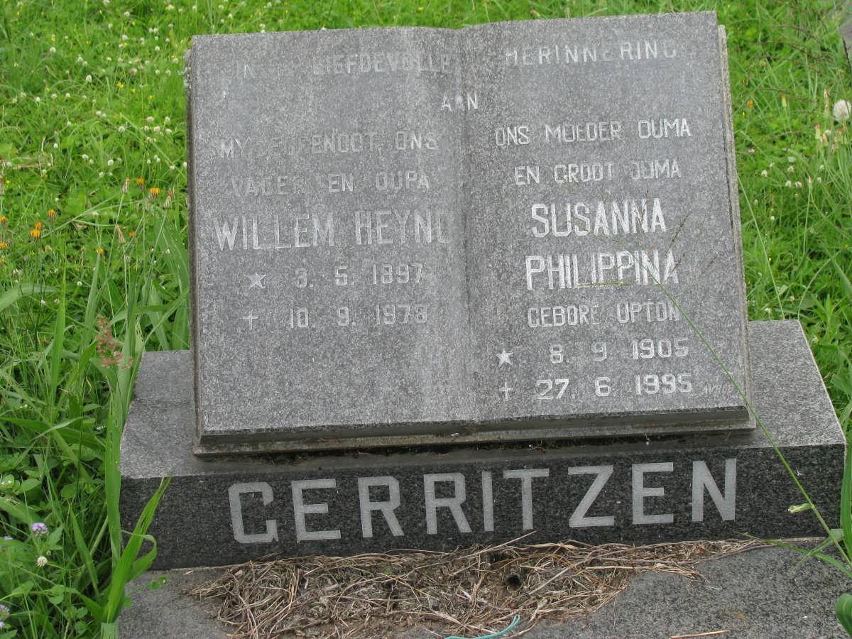 GERRITZEN Willem Heyno 1897-1978 &amp; Susanna Philippina UPTON 1905-1995