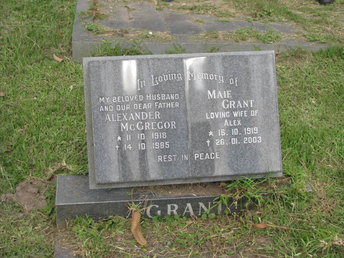 GRANT Alexander McGregor 1918-1985 &amp; Maie 1919-2003