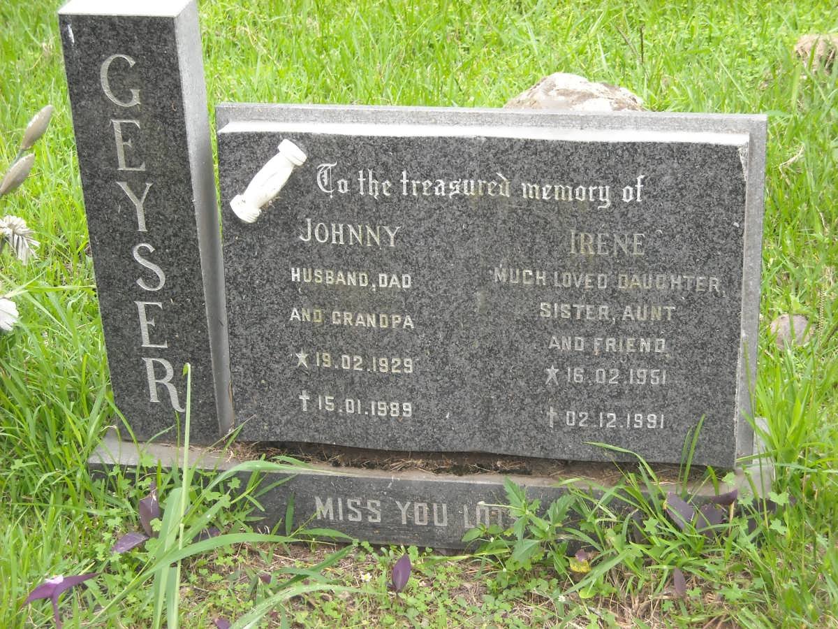 GEYSER Johnny 1929-1989 :: GEYSER Irene 1951-1991