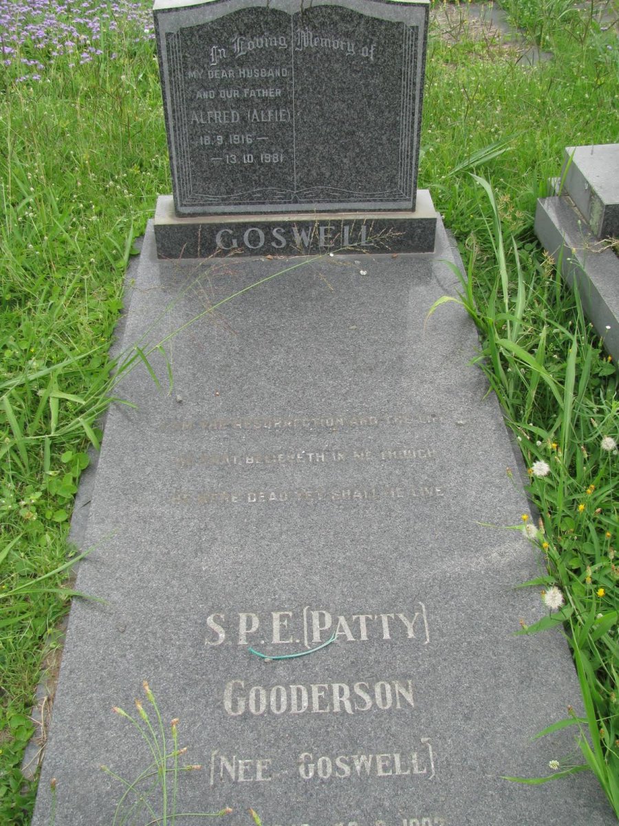 GOSWELL Alfred 1916-1981 :: GOODERSON S.P.E. nee GOSWELL