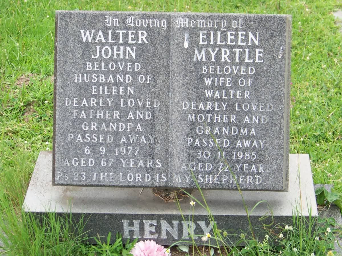 HENRY Walter John -1977 &amp; Eileen Myrtle -1985