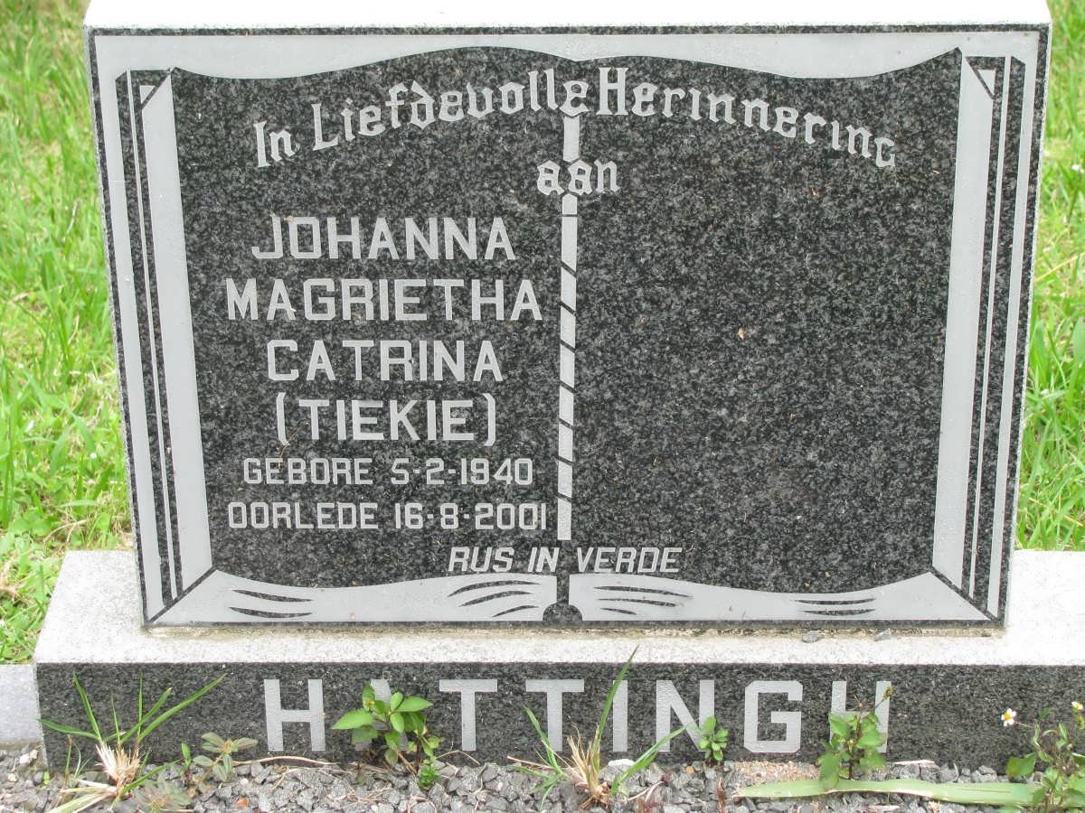 HATTINGH Johanna Magrietha Catrina 1940-2001