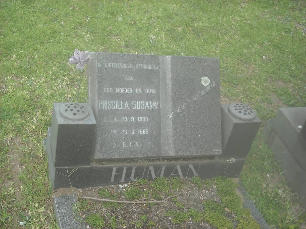 HUMAN Priscilla Susanna 1900-1982