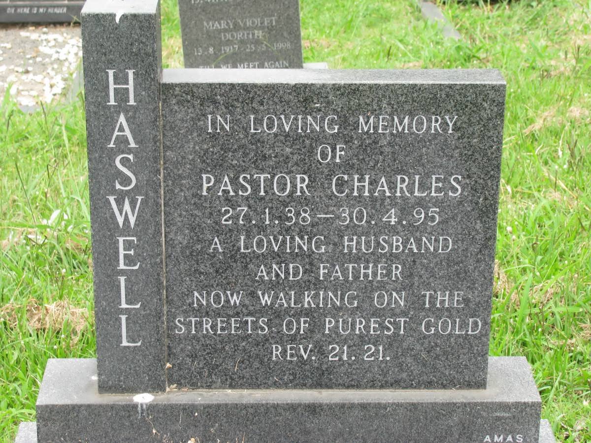 HASWELL Pastor Charles 1938-1995
