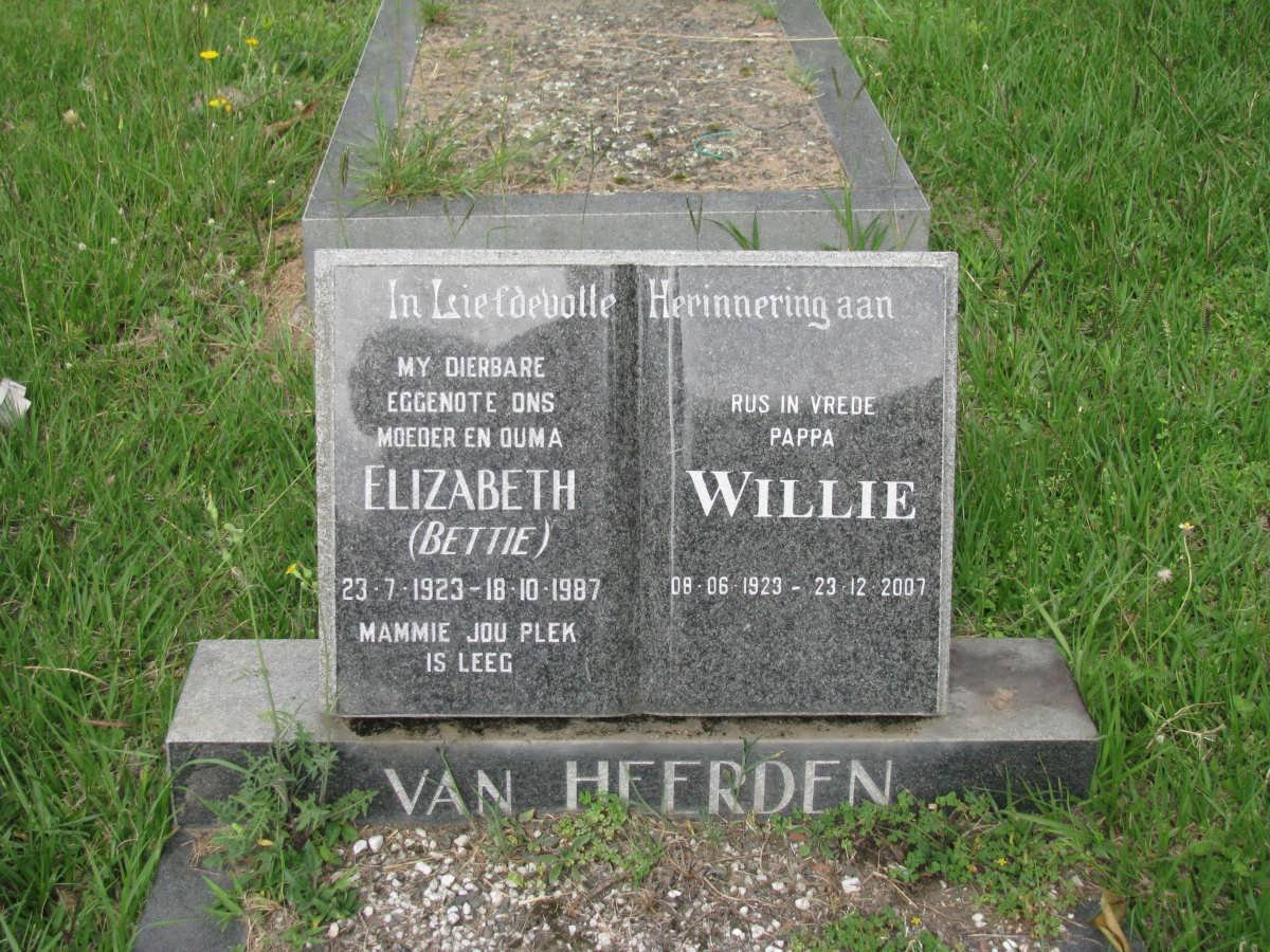 HEERDEN Willie, van 1923-2007 &amp; Elizabeth 1923-2987
