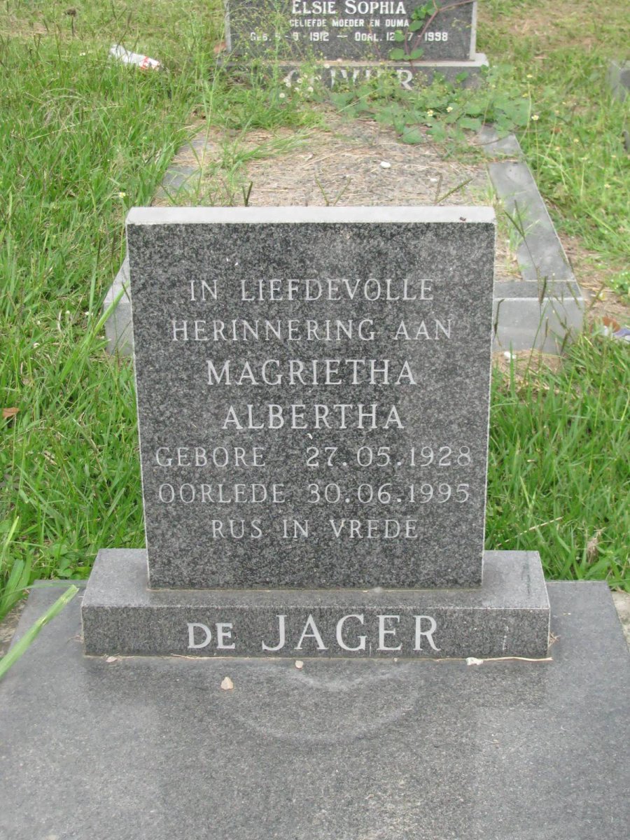 JAGER Magrietha Albertha, de 1928-1995