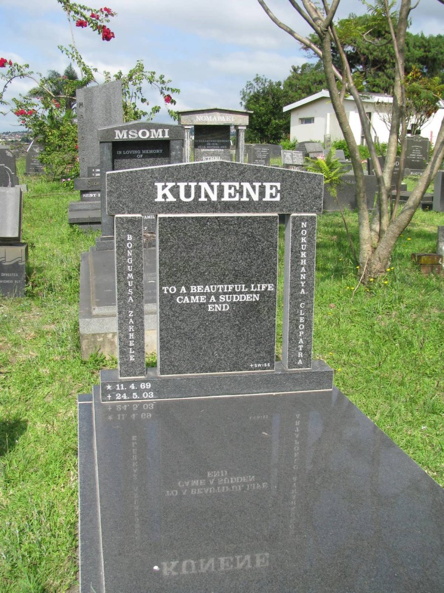 KUNENE Bongumusa Zakhele 1969-2003 &amp; Nokukhanya Cleopatra