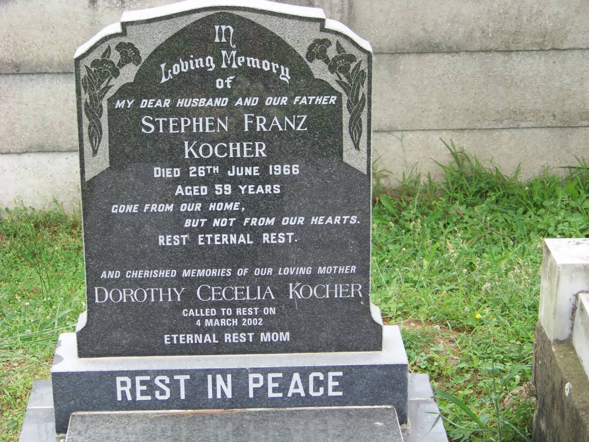 KOCHER Stephen Franz -1966 &amp; Dorothy Cecilia -2002