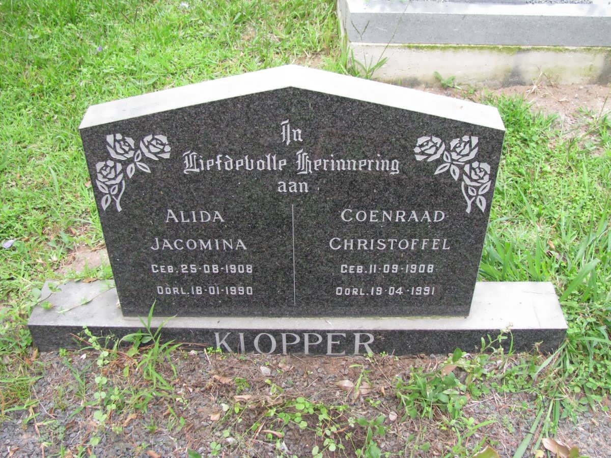 KLOPPER Coenraad Christoffel 1908-1991 &amp; Alida Jacomina 1908-1990