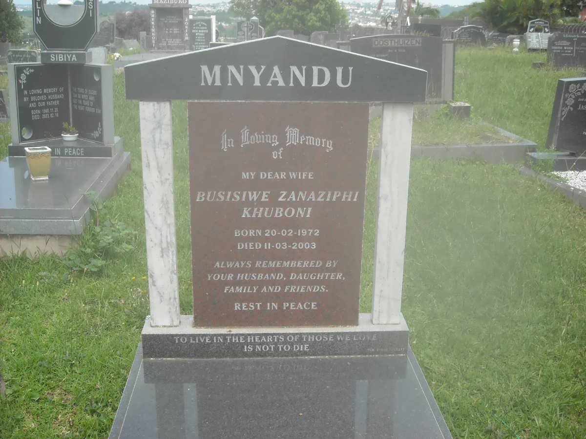 MNYANDU Busisiwe Zanaziphi Khuboni 1972-2003