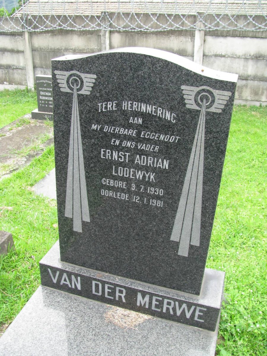MERWE Ernst Adrian Lodewyk, van der 1930-1981