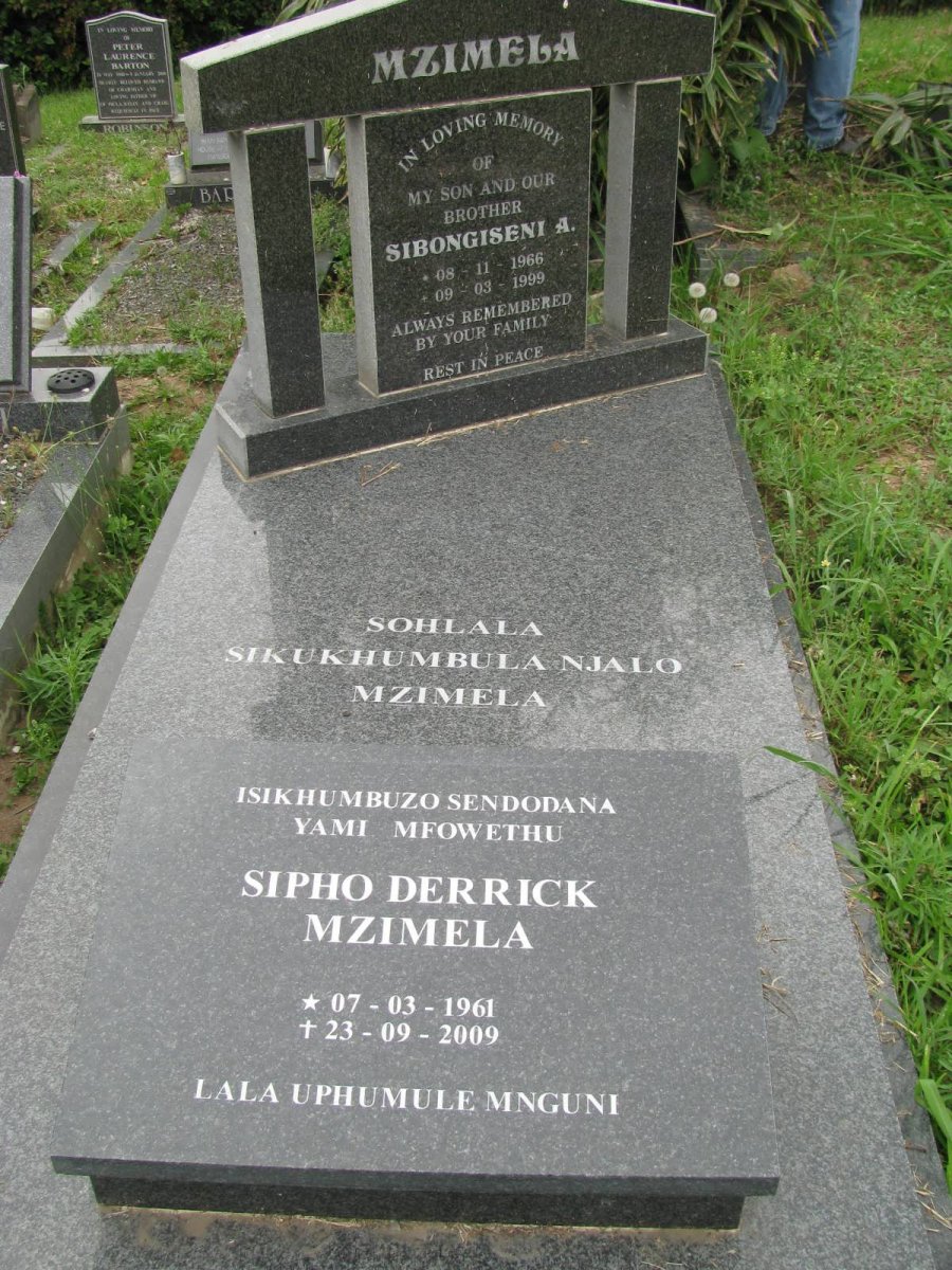 MZIMELA Sibongiseni A. 1966-1999 :: MZIMELA Sipho Derrick 1961-2009