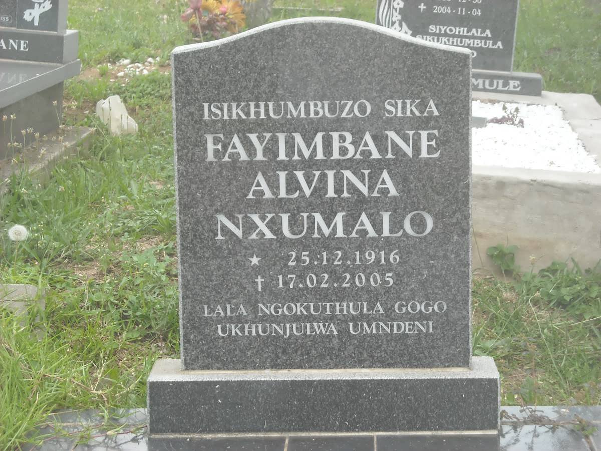 NXUMALO Fayimbane Alvina 1916-2005