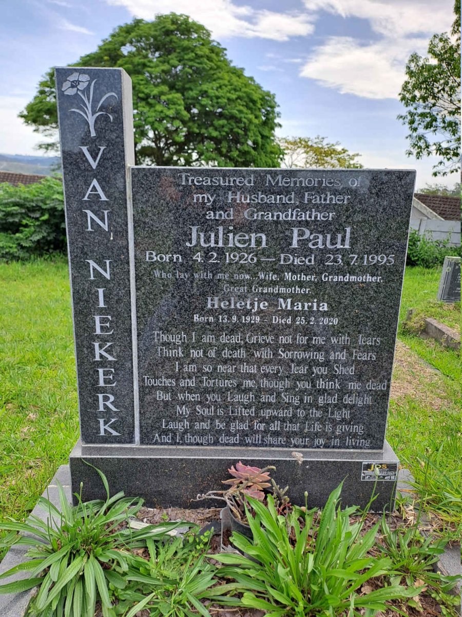 NIEKERK Julien Paul, van 1926-1995 & Heletje Maria 1929-2020