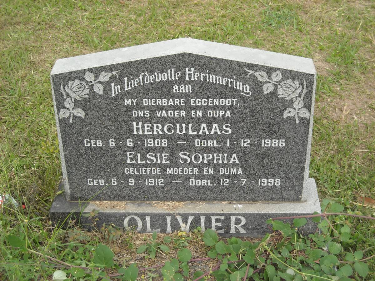 OLIVIER Herculaas 1908-1986 &amp; Elsie Sophia 1912-1998