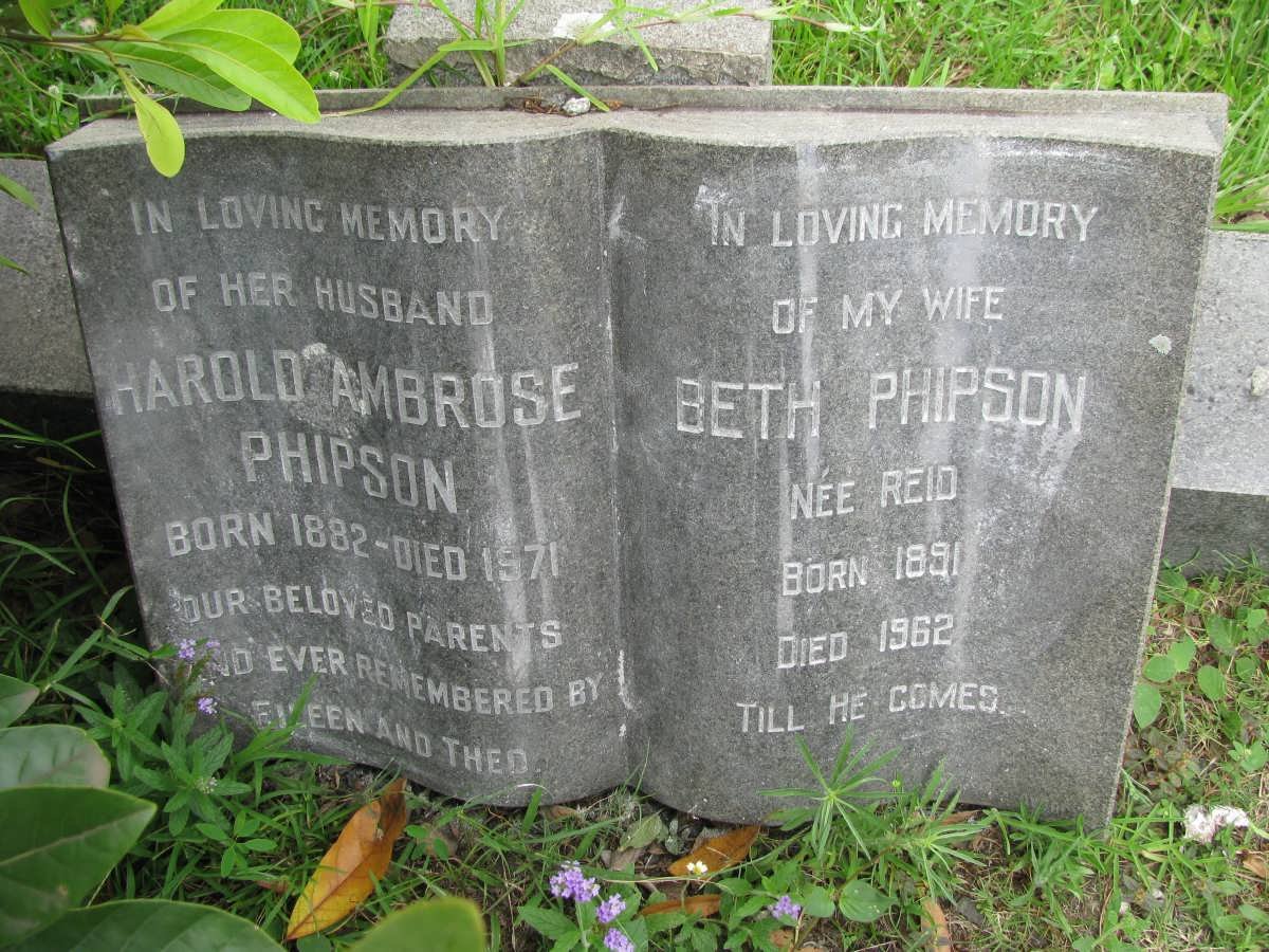 PHIPSON Harold Ambrose 1882-1971 &amp; Beth REID 1891-1962