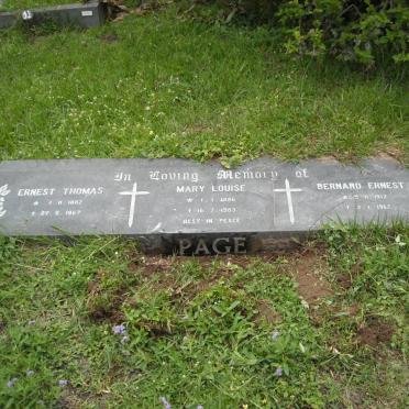 PAGE Ernest Thomas 1882-1967 &amp; Mary Louise 1886-1983 :: PAGE Bernard Ernest 1912-1962
