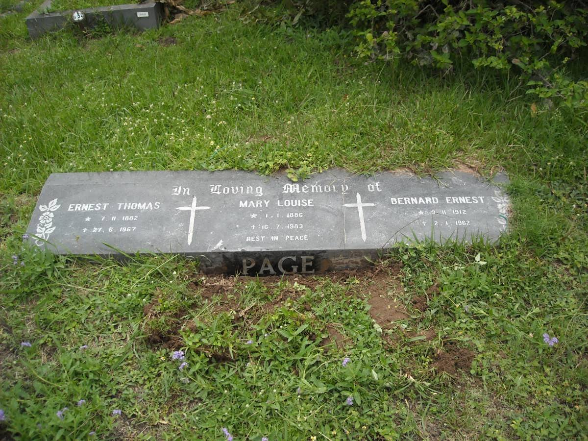 PAGE Ernest Thomas 1882-1967 &amp; Mary Louise 1886-1983 :: PAGE Bernard Ernest 1912-1962