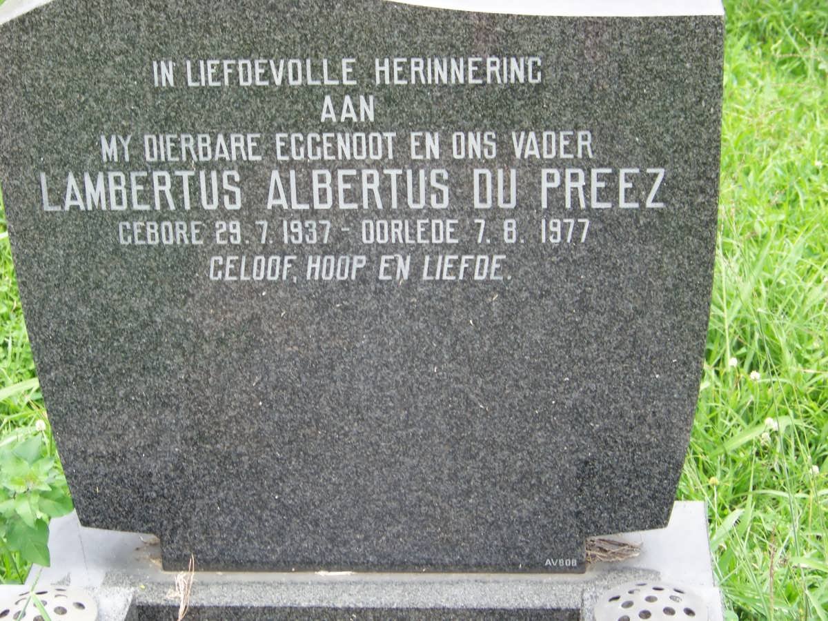 PREEZ Lambertus Albertus, du 1937-1977