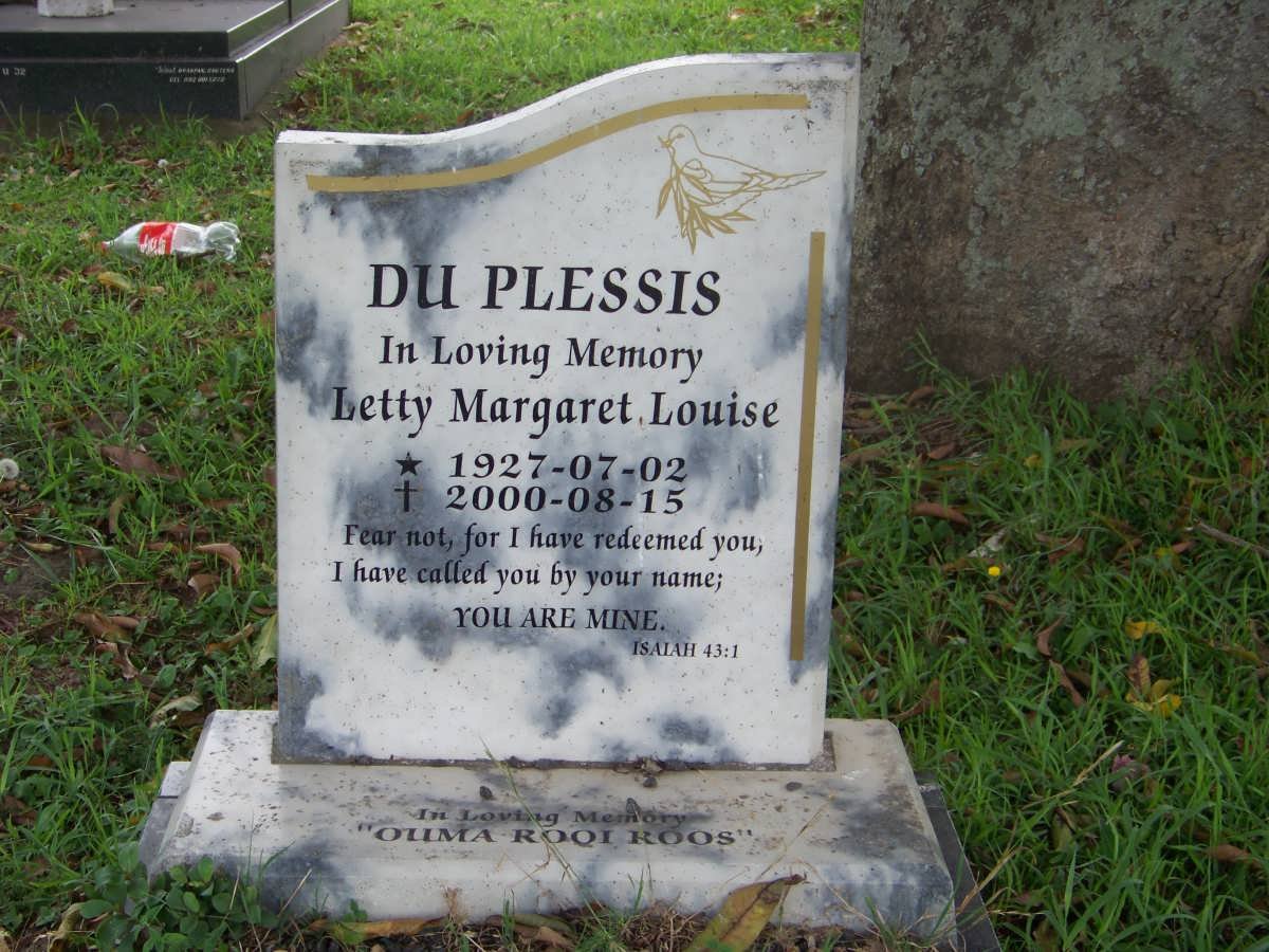 PLESSIS Betty Margaret Louise, du 1927-2000