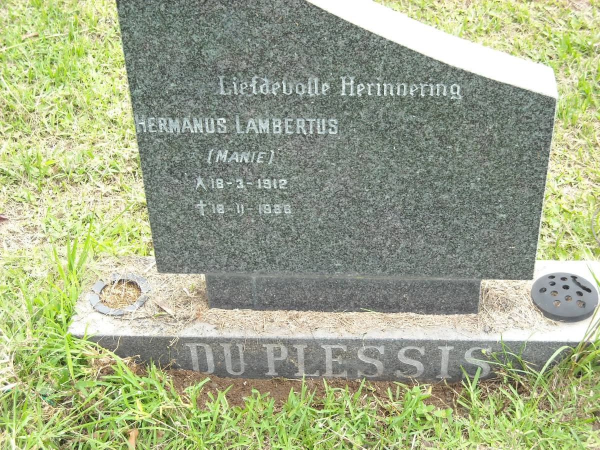 PLESSIS Hermanus Lambertus, du 1912-1986