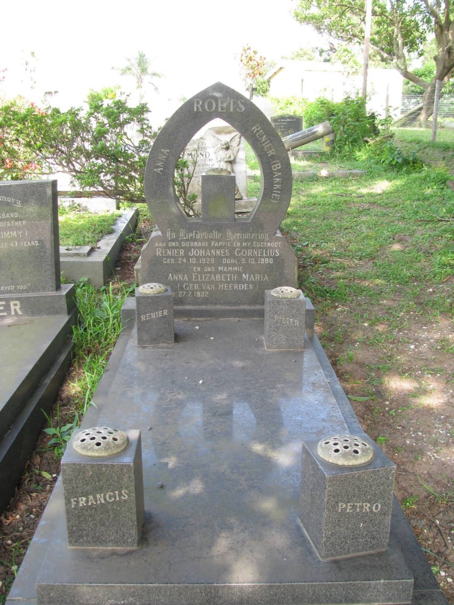 ROETS Renier Johannes Cornelius 1929-1980 &amp; Anna Elizabeth Maria VAN HEERDEN  1932-