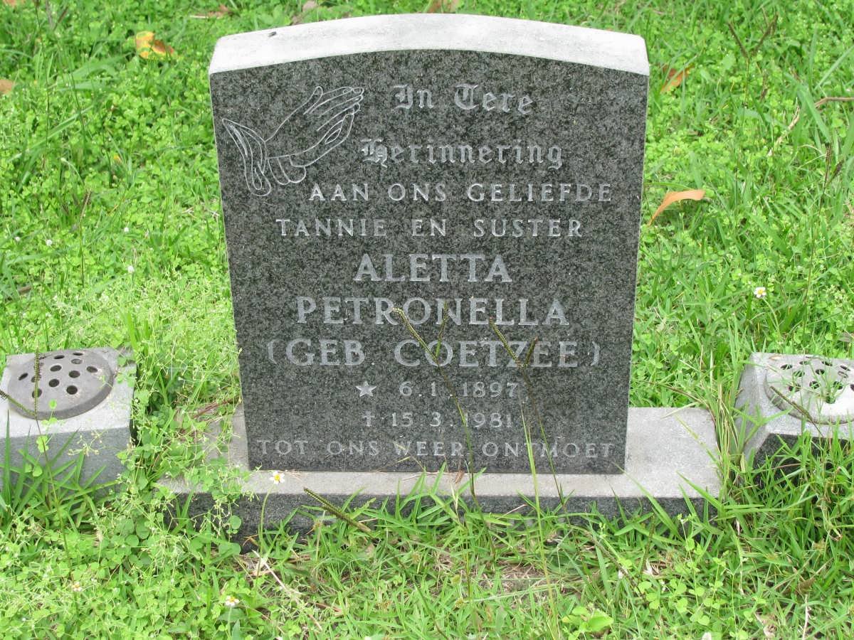 ROUSSOUW Aletta Petronella nee COETZEE 1897-1981
