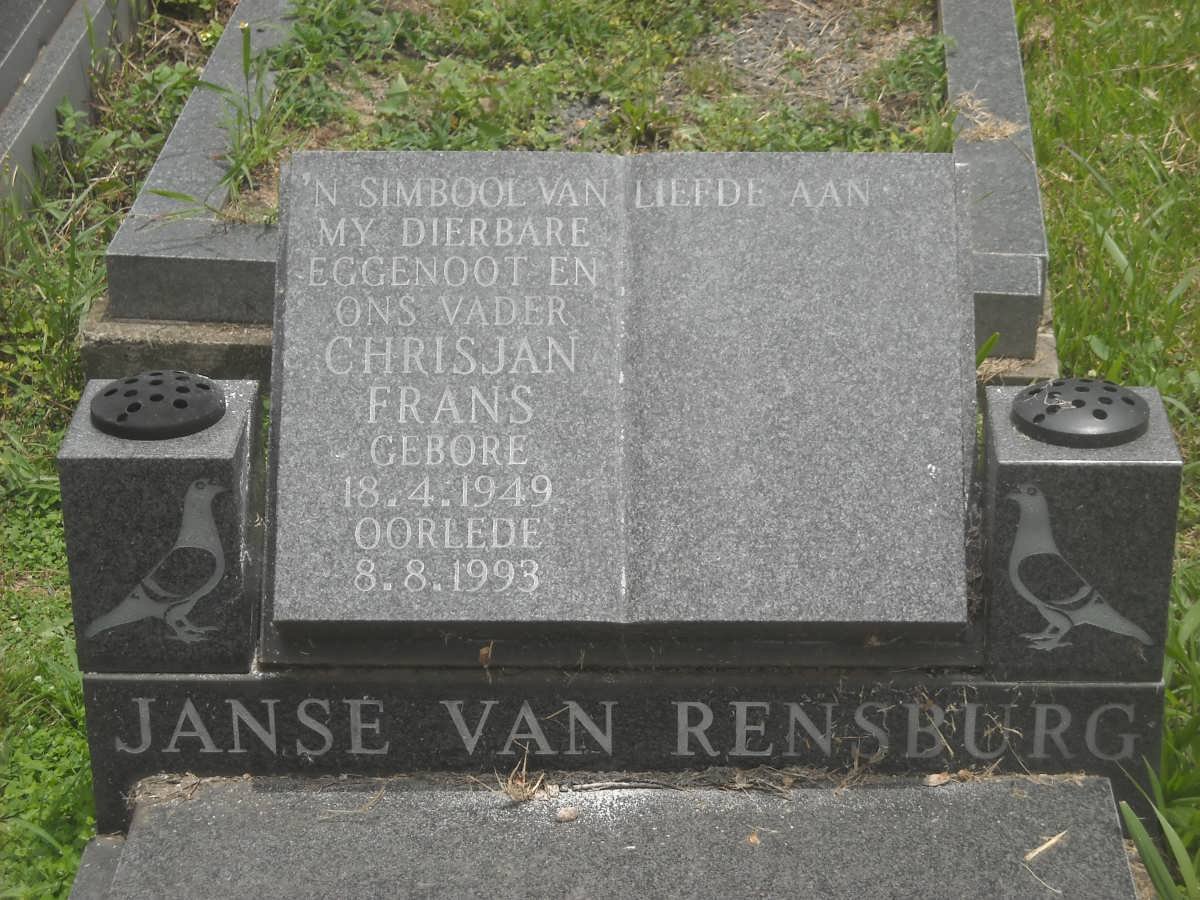 RENSBURG Chrisjan Frans, Janse van 1949-1993