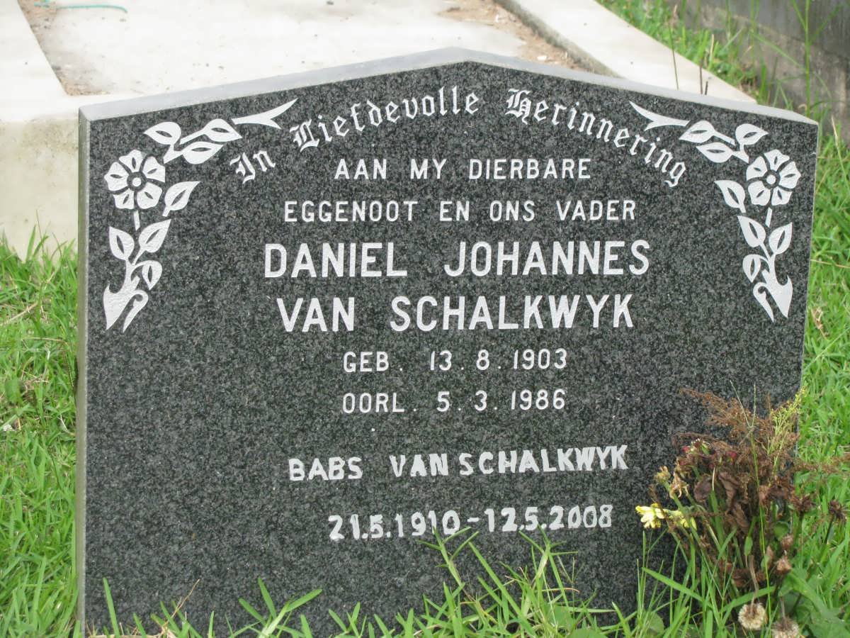 SCHALKWYK Daniel Johannes, van 1903-1986