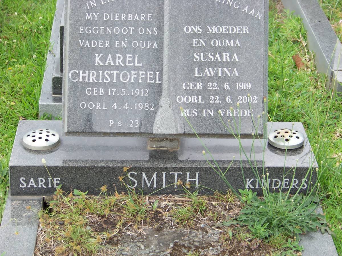 SMITH Karel Christoffel 1912-1982 &amp; Susara Lavina 1919-2002
