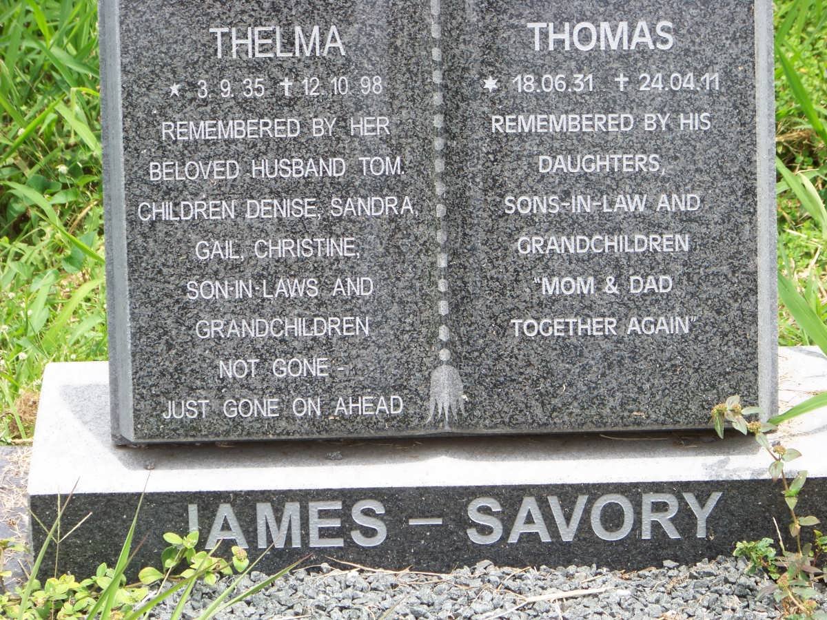 SAVORY Thomas, James 1931-2011 &amp; Thelma 1935-1998