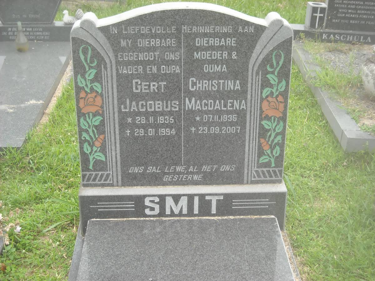 SMIT Gert Jacobus 1935-1994 &amp; Christina Magdalena 1935-2007