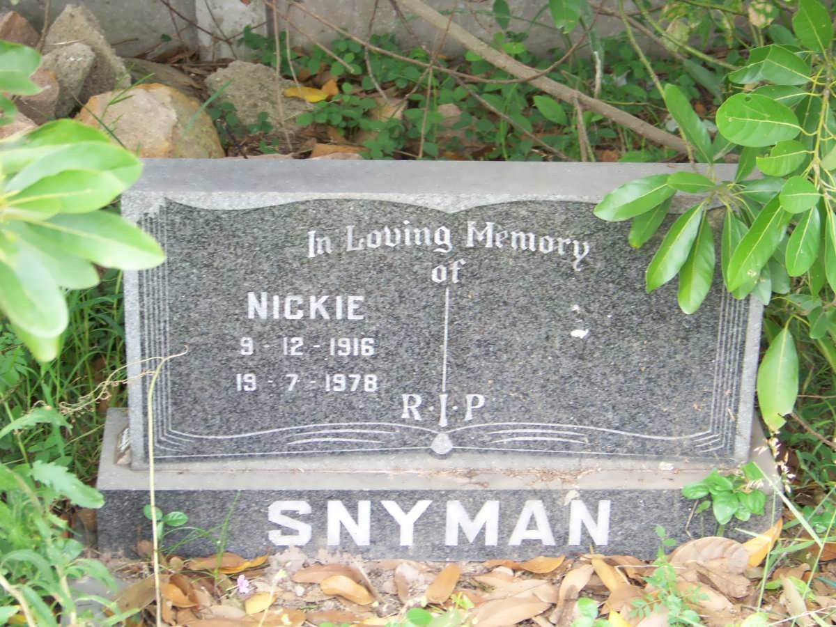 SNYMAN Nickie 1916-1978