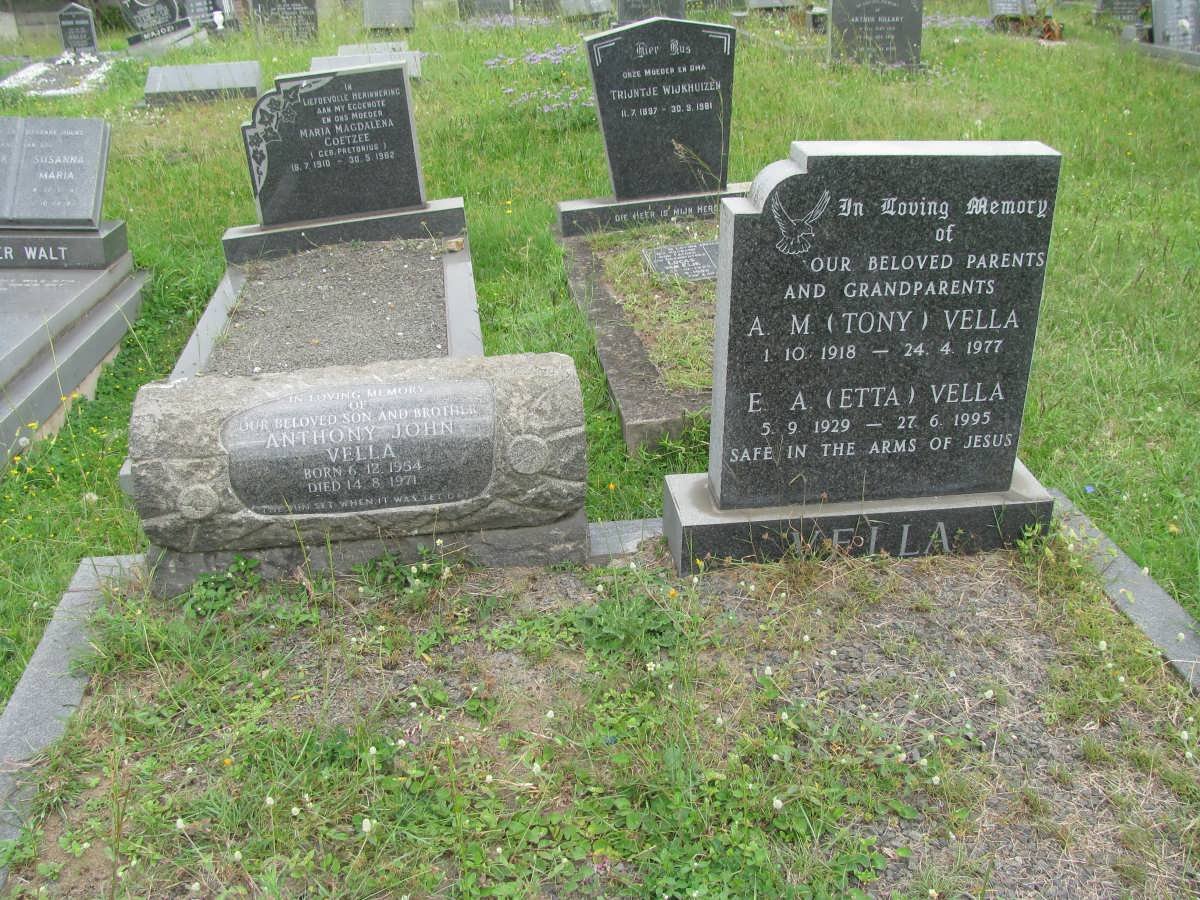 VELLA A.M. 1918-1977 &amp; E.A. 1929-1995 :: VELLA Anthony John 1954-1971