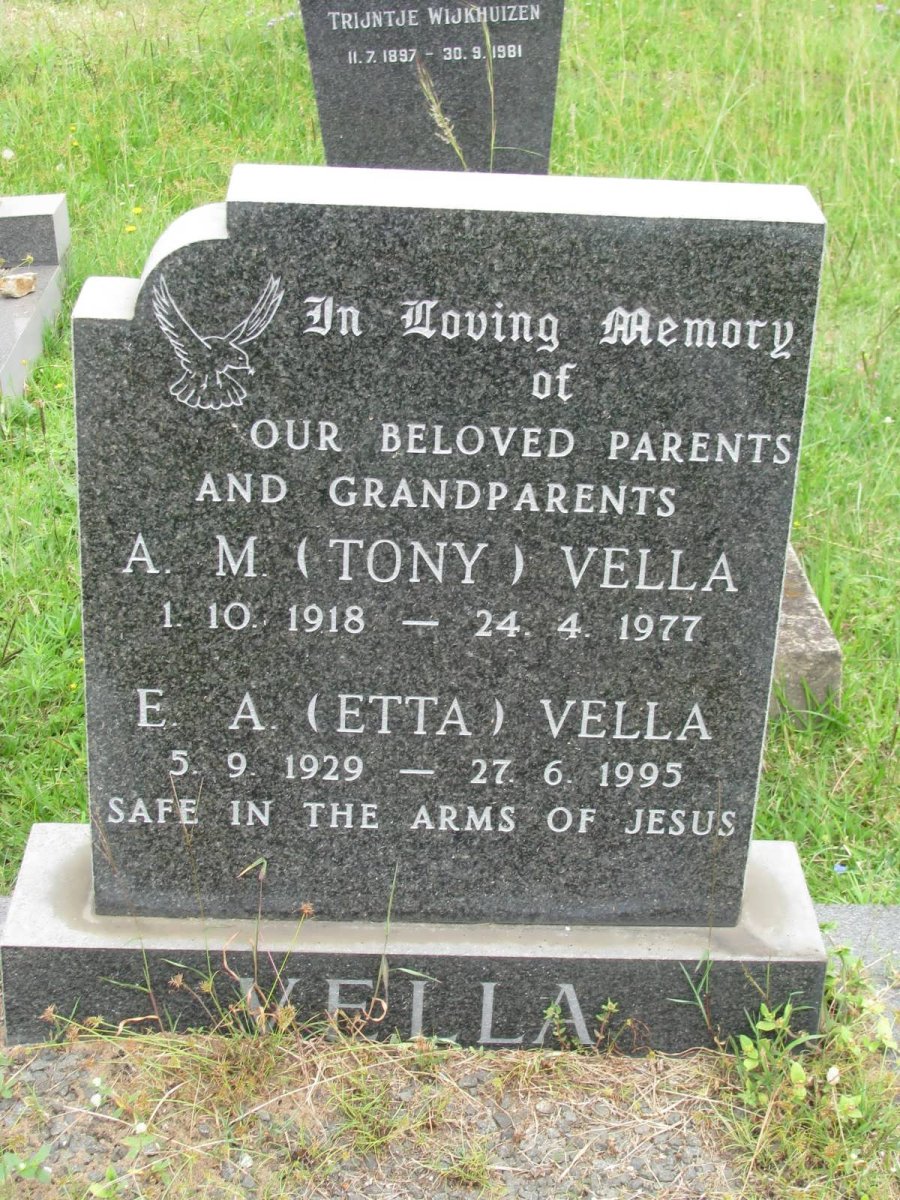 VELLA A.M. 1918-1977 &amp; E.A. 1929-1995