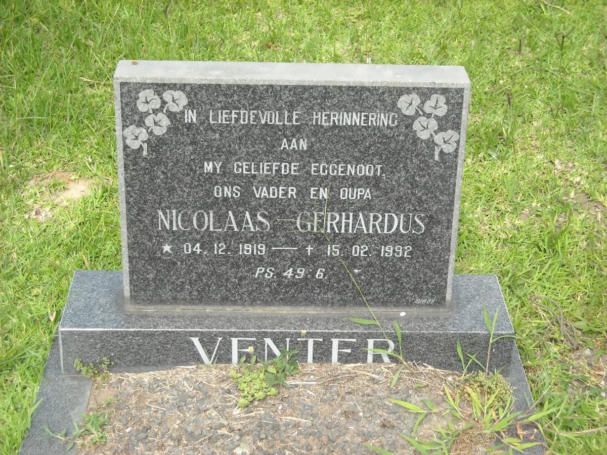 VENTER Nicolaas Gerhardus 1919-1992