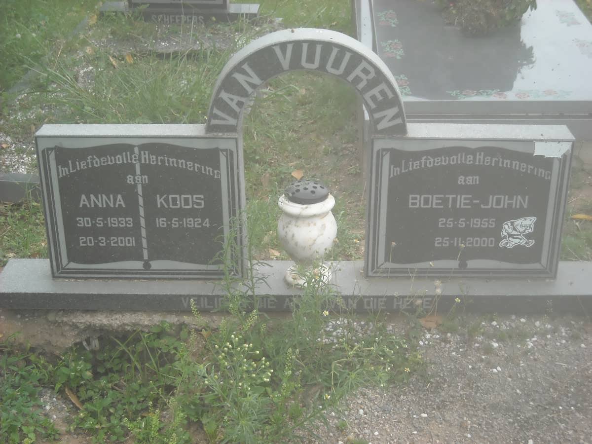 VUUREN Koos, van 1924 &amp; Anna 1933-2001 :: VAN VUUREN Boetie-John 1955-2000
