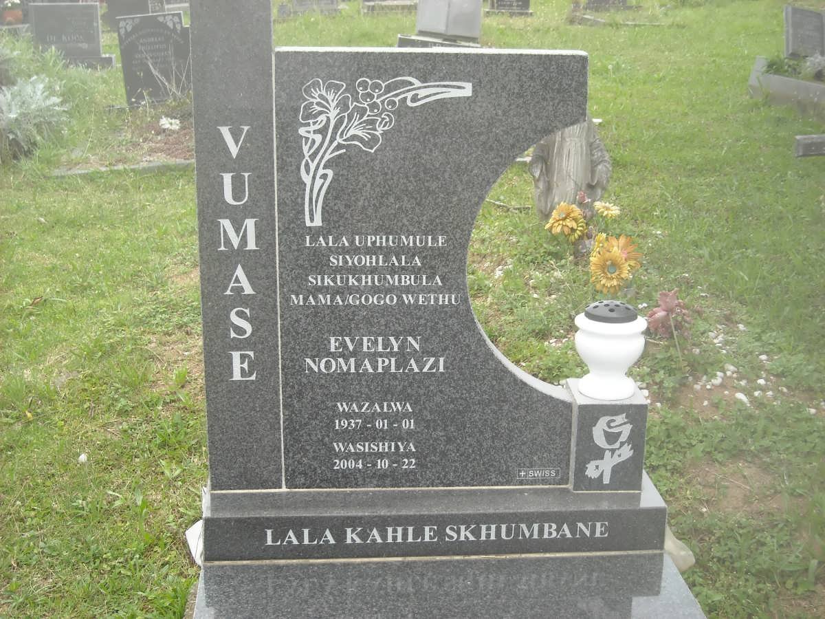 VUMAZI Evelyn Nomaplazi 1937-2004