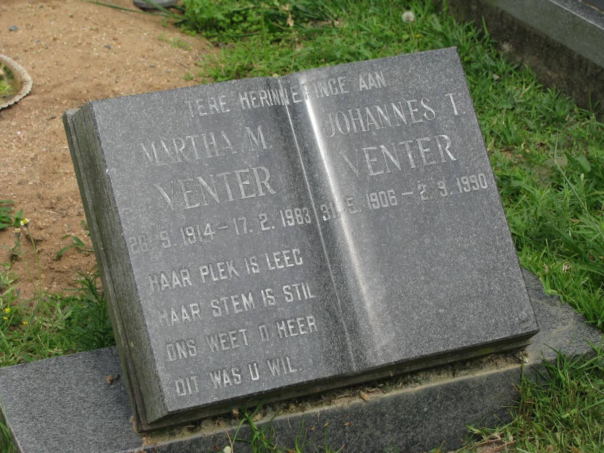 VENTER Johannes T. 1906-1990 &amp; Martha M. 1914-1983