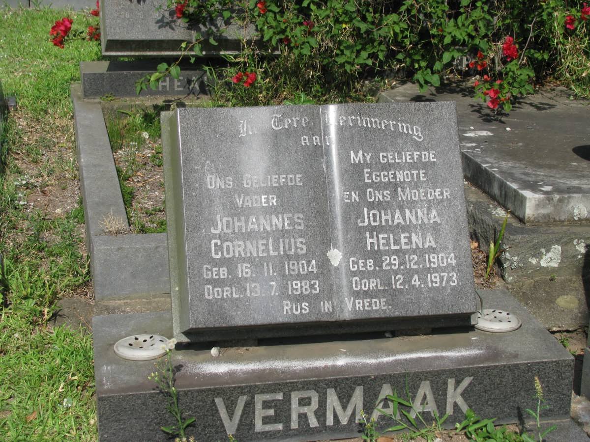 VERMAAK Johannes Cornelius 1904-1983 &amp; Johanna Helena 1904-1973