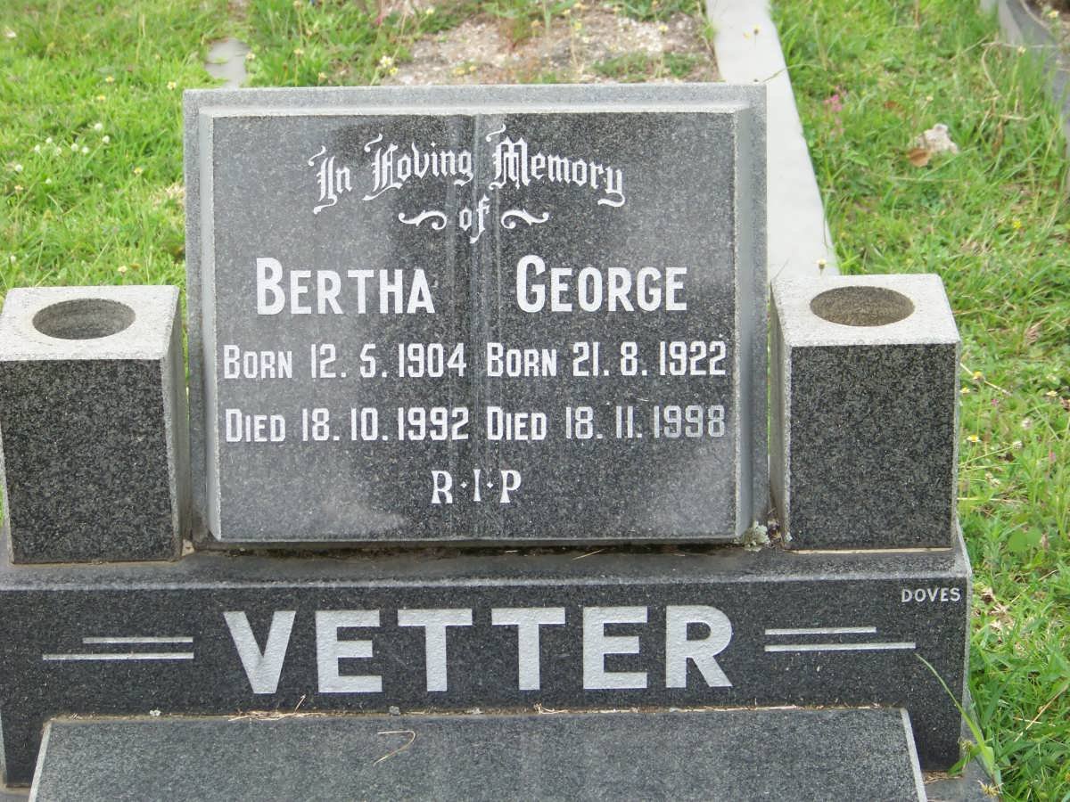 VETTER George 1922-1998 &amp; Bertha 1904-1992