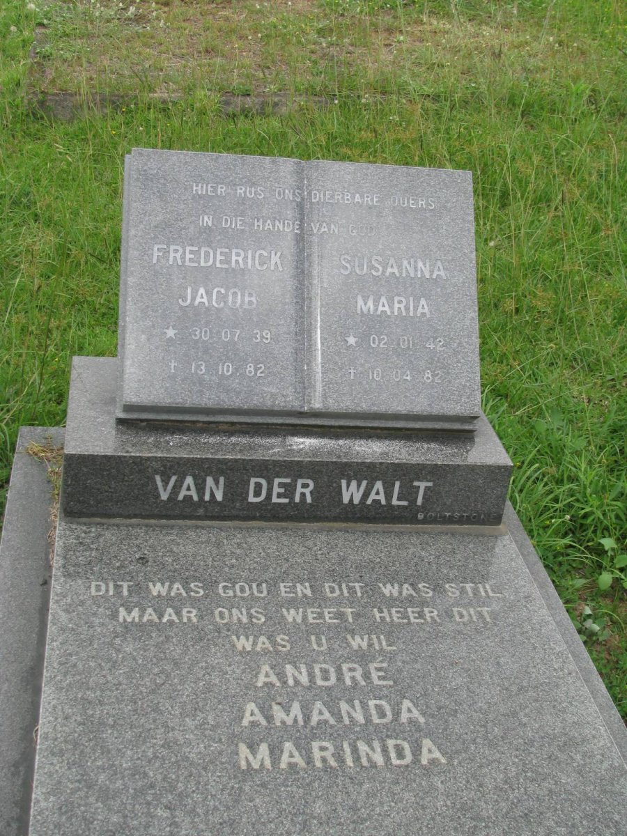 WALT Frederick Jacob 1939-1982 &amp; Susanna Maria 1942-1982