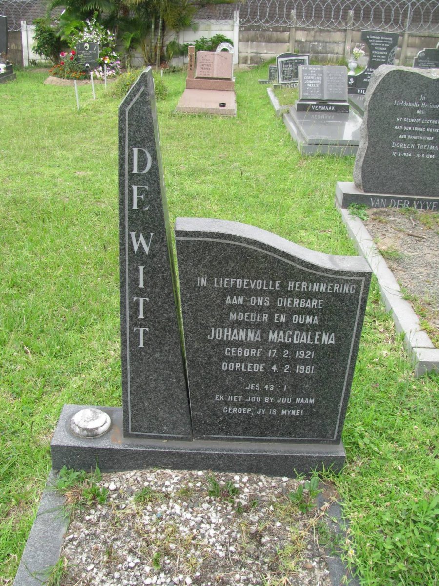 WITT Johanna Magdalena, de 1921-1981