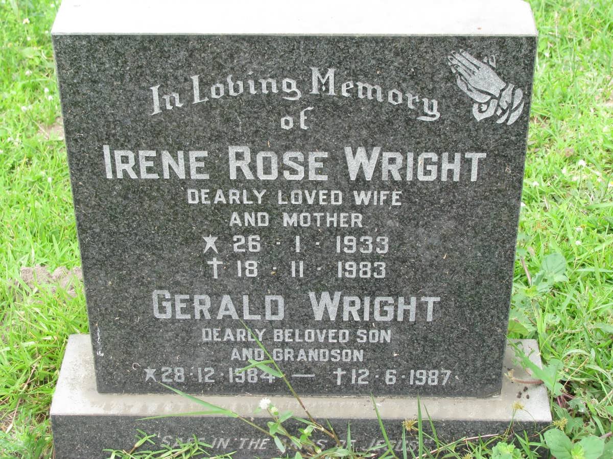 WRIGHT Irene Rose 1933-1983 :: WRIGHT Gerald 1984-1987