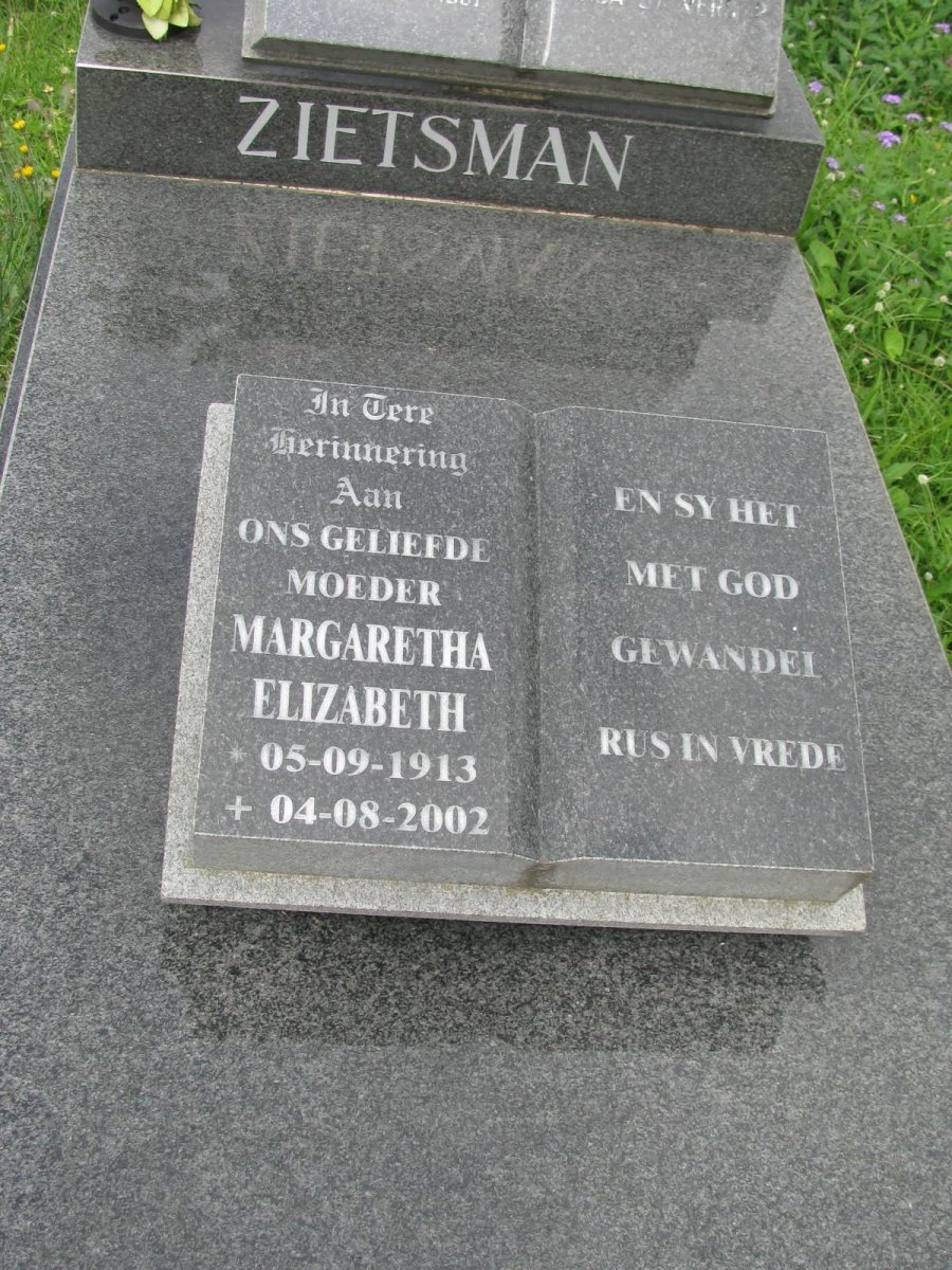ZIETSMAN Margaretha Elizabeth 1913-2002