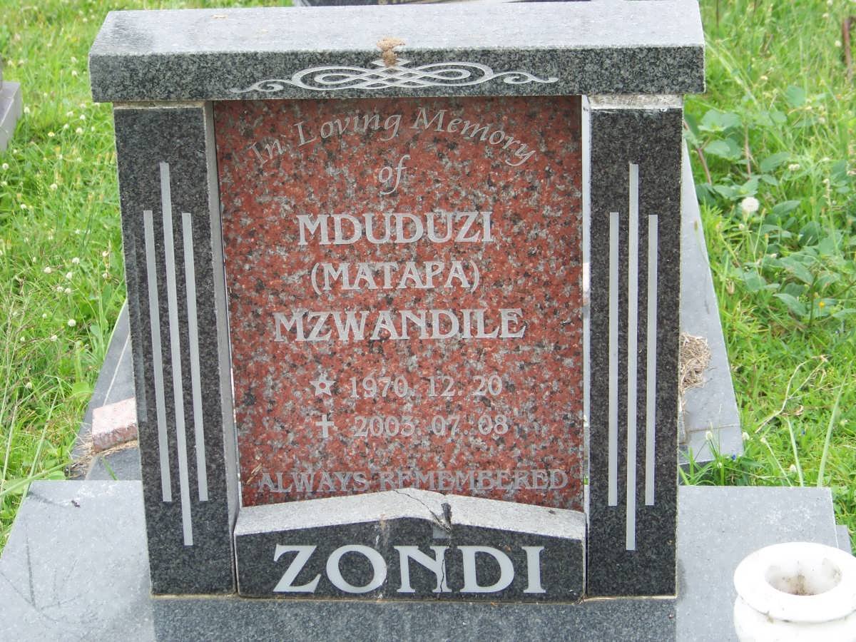 ZONDI Mduduzi Mzwandile 1970-2003