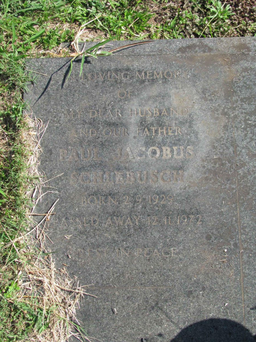 SCHLEBUSCH Paul Jacobus 1929-1972
