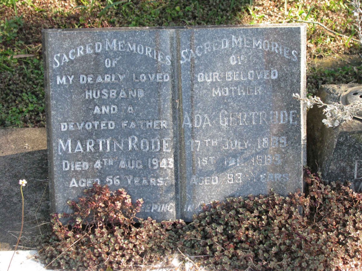 RODE Martin -1943 &amp; Ada Gertrude 1889-1982