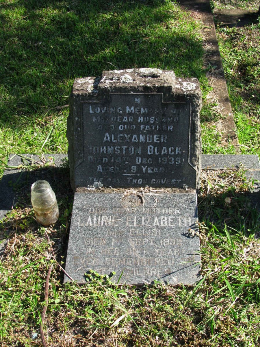 BLACK Alexander Johnston -1939 &amp; Laurie Elizabeth ELLIS -1999